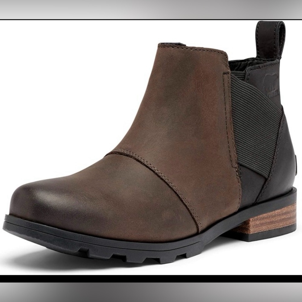 New Sorel Women's Emelie Chelsea Boots Blackened Brown Waterproof Size 11